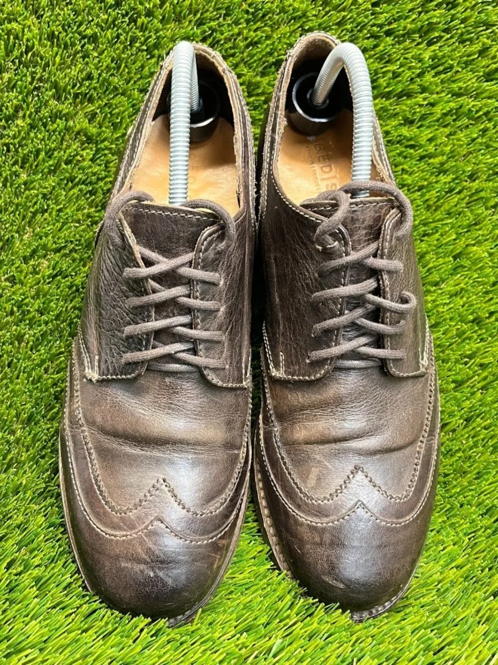 Bed Stu Basalt Mens Size 10 Brown Casual Classic Leather Wingtip Oxford Shoes - Picture 5 of 12